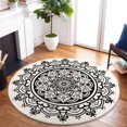 thumbnail image 1 of Carvapet Round Area Rug for Living Room, Non Slip Machine Washable Bathroom Rugs, Extra Soft Rugs for Bedroom, Boho Mandala Print Circle Rugs, 3ft Round Beige and Black, 1 of 9
