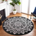 thumbnail image 1 of Carvapet Round Area Rug for Living Room, Non Slip Machine Washable Bathroom Rugs, Extra Soft Rugs for Bedroom, Boho Mandala Print Circle Rugs, 3ft Round Black, 1 of 9