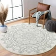 thumbnail image 1 of Carvapet Round Area Rug for Living Room, Non Slip Machine Washable Bathroom Rugs, Extra Soft Rugs for Bedroom, Boho Mandala Print Circle Rugs, 4ft Round Beige, 1 of 9