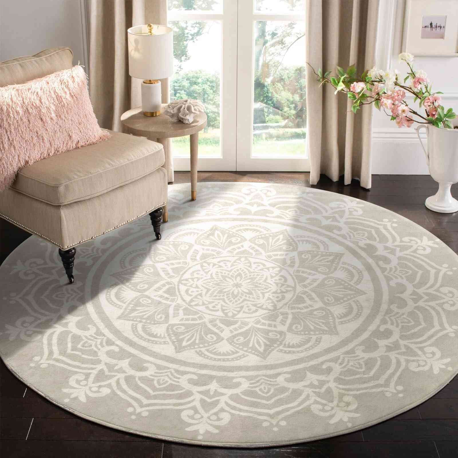 Spell Circle Rug Carvapet Round Area Rug for Living Room, Non Slip Machine Washable ...