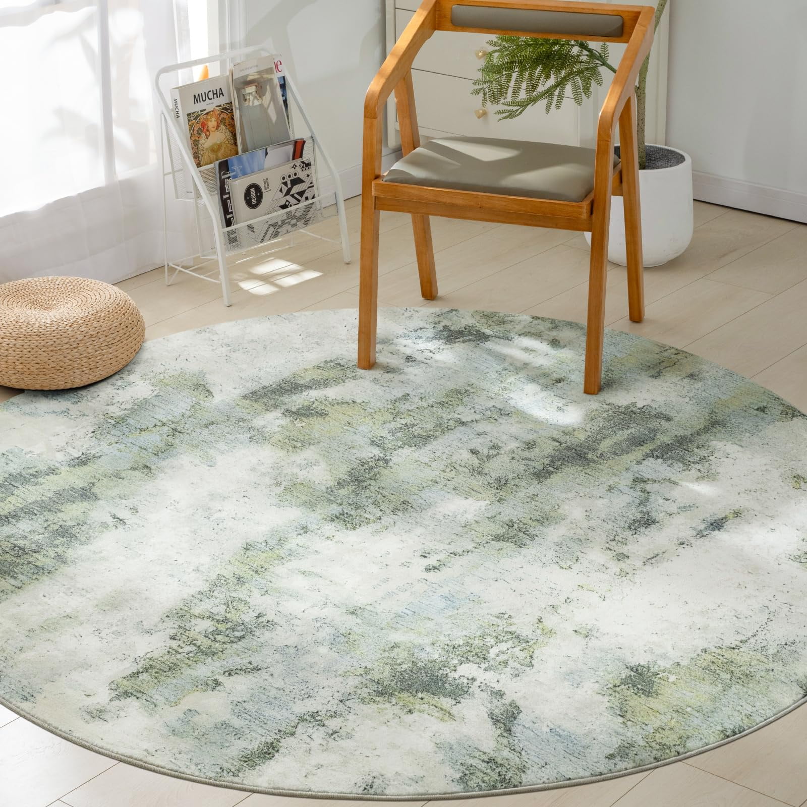 Carvapet Small Round Area Rug, Non-Slip Washable Circle Rug for Kitchen ...