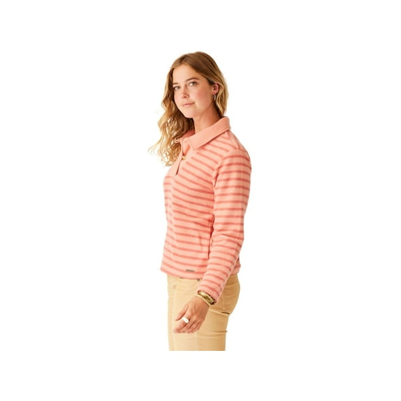 Carve Designs Clara Fleece Pullover - Women's, Lt. Henna Even Stripe, Small