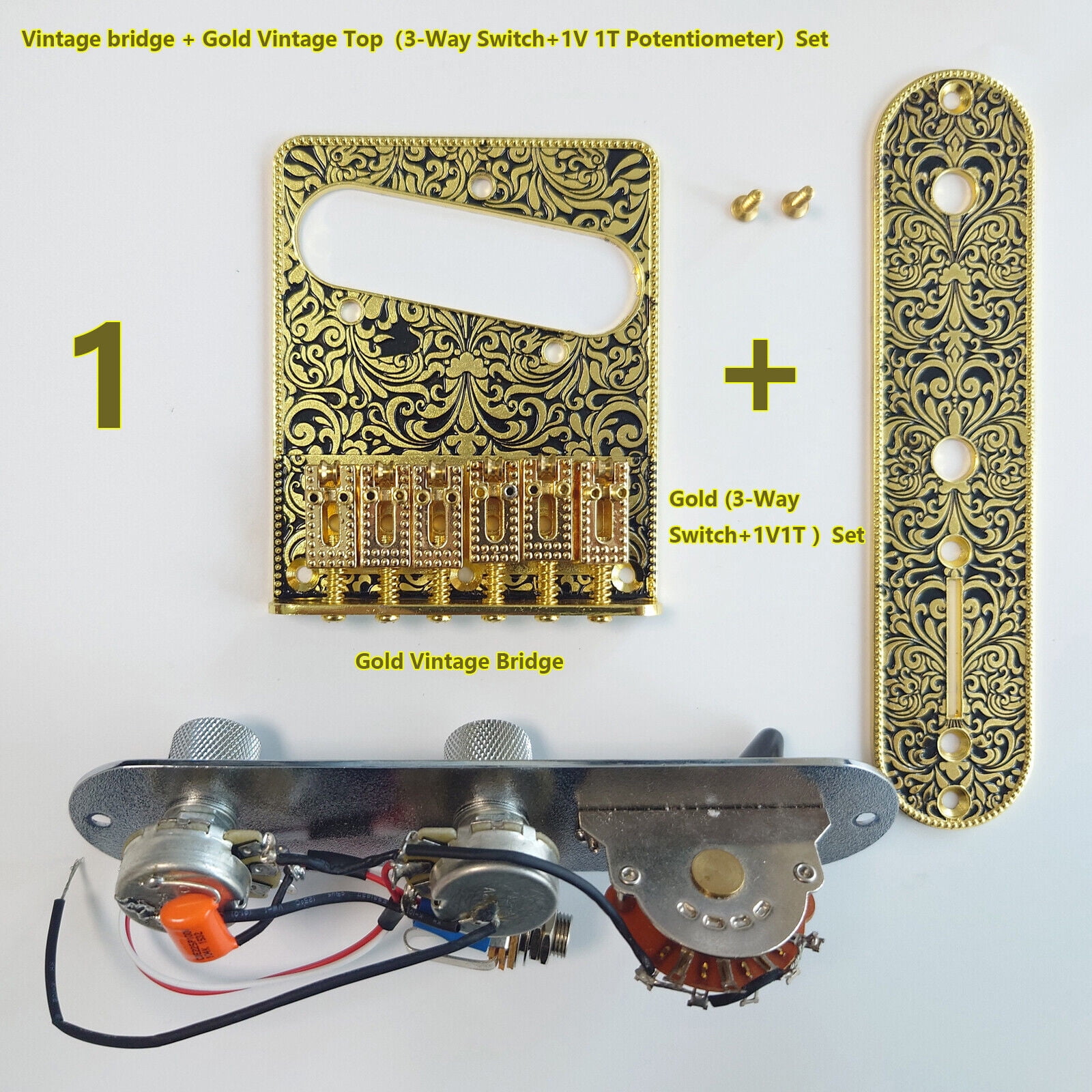 Carved 3 Way Switch Prewired Control Plate TL Electric Guitar Bridge Tremolo Replacement Parts