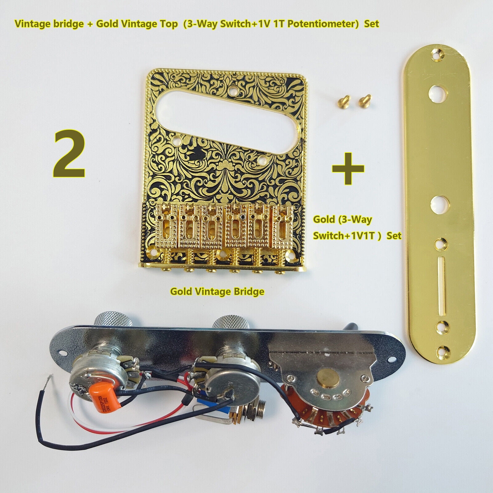 Carved 3 Way Switch Prewired Control Plate TL Electric Guitar Bridge Tremolo Replacement Parts