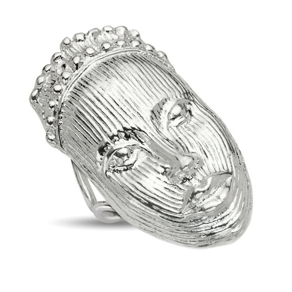 Carved African Mask Ring .925 Sterling Silver