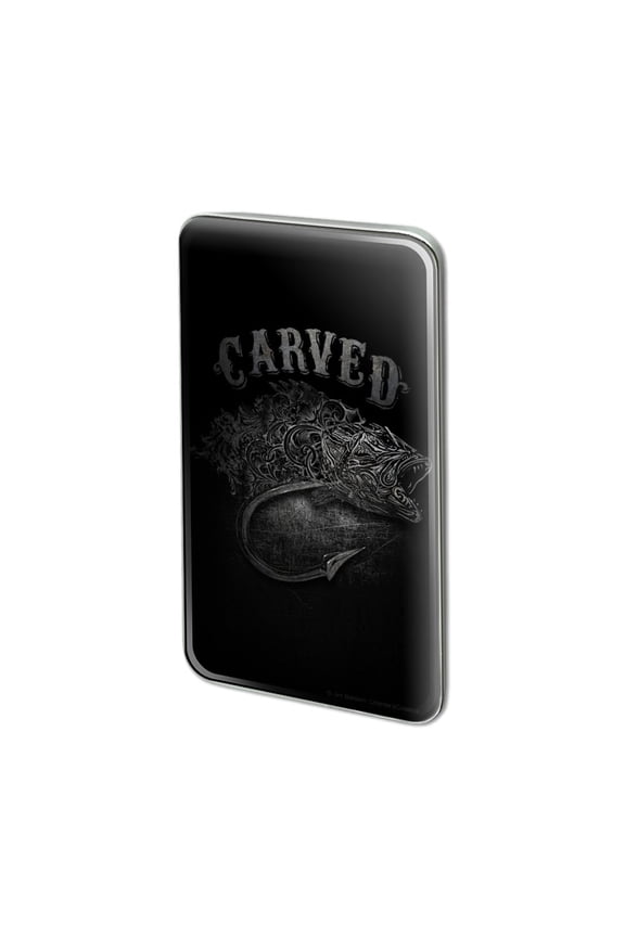 Carved Bass Fish Fishing Hook Metal Rectangle Lapel Hat Pin Tie Tack Pinback