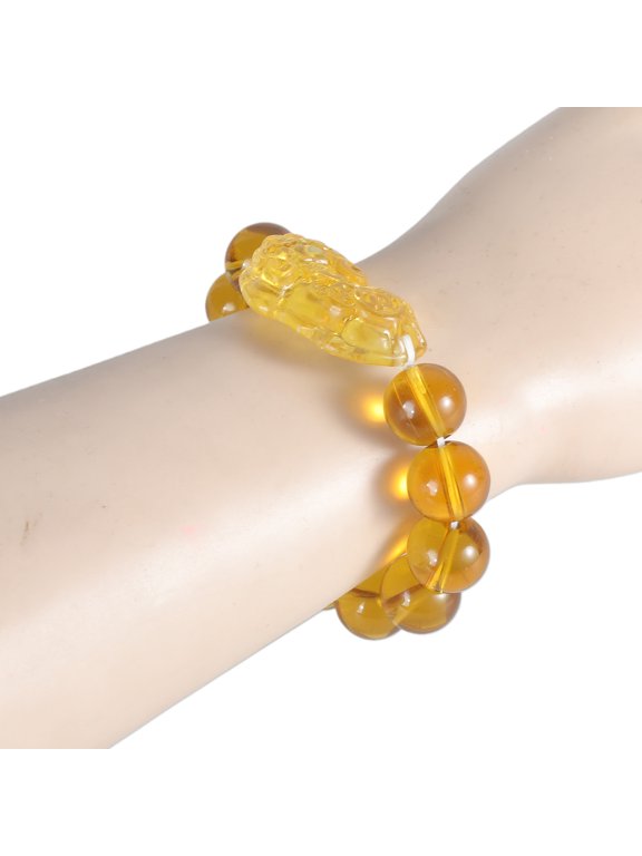 Carved Bead Handmade Feng Shui Citrine Stone Amulet Jewelry Decors for Wealth Good Luck