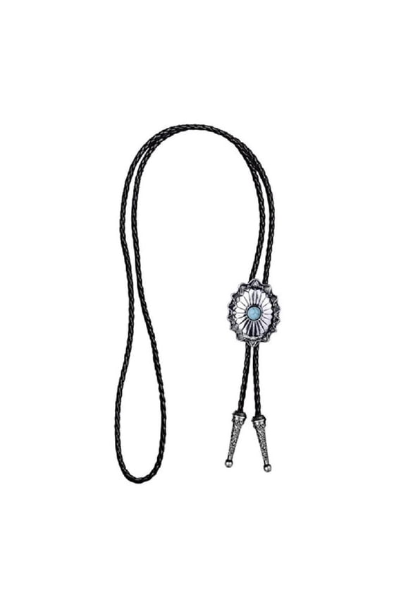 Carved Bolo Tie Western Necktie Stone Necklace for Men Gentleman