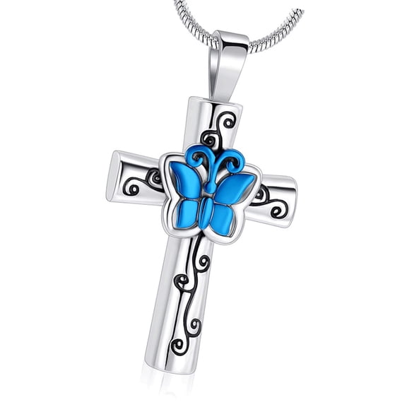 Carved Butterfly Necklace Ashes Vessel Ashes Necklace for Pet Urn Carry Along Necklace Memorial Locket Urn Container