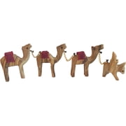 Carved Camel Train Olive Wood Bethlehem Holy Land - Caravan Set 3 Camels with Donkey