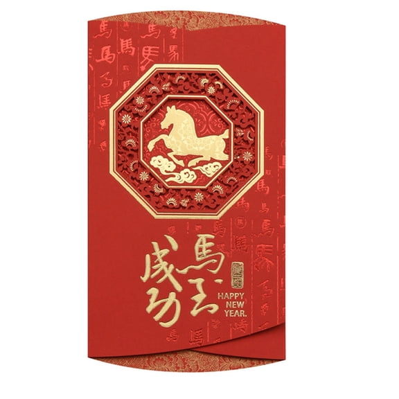 Carved Chinese New Year Card With Envelope Horse Symbolism Embossed Greeting Card Party Invitation for Business Event