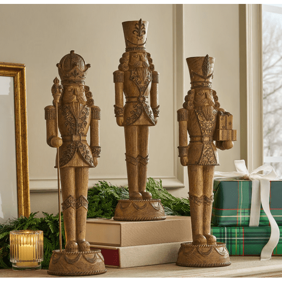 Carved Classic Nutcracker Decor Set of 3