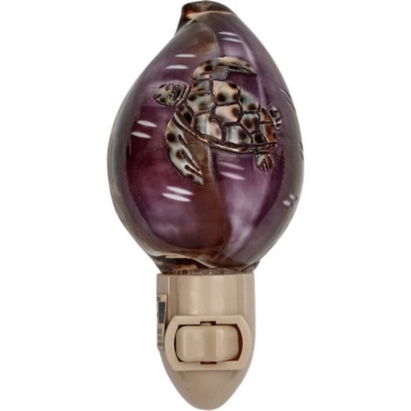 Carved Cowrie with Turtle Natural Shell LED Night Light
