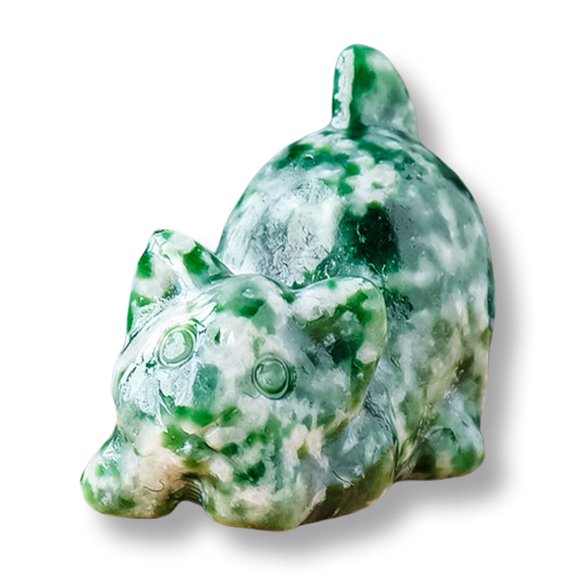 Carved Crystal Cats Statue Miniature Crystal Figurine Ornament for Home or Decors Bring Good Fortunes Luck