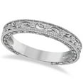 thumbnail image 1 of Carved Floral Designed Wedding Band Anniversary Ring in 14K White Gold, 1 of 5