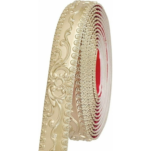 Carved Flower Peel and Stick Molding Trim Self Adhesive Flexible Wall Trim ing 3D Strip for Panels Picture Mirror Frame Border Edge Corner Ceiling Wallpaper Decor Champagne Gold 16.4Ft/5M Dark Khaki