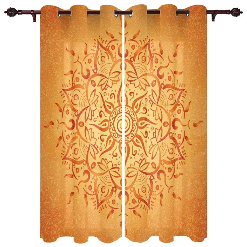 Carved Mandala Flowers Abstract Pattern Circles Window Curtains Scenic