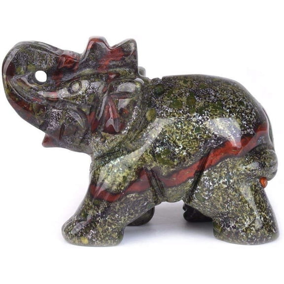 Carved Natural Dragon Blood Jasper Gemstone Elephant Healing Crystal Guardian Statue Figurine Crafts 2 inch