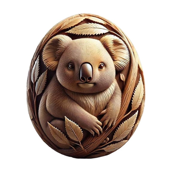 Carved Resin Easter Egg with Animal Relief – 3D Decorative Sculpture Ornament for Spring Home Décor, Easter Basket Gift or Collectible Keepsake