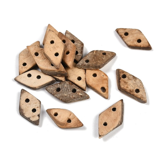Carved Rhombus 2-hole Basic Sewing Button Coconut Button Coconut Brown 17.5-22.5x9.5-10.5x2.5-3.5mm Hole: 1.7-2mm