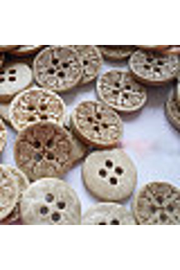 Carved Round 4-hole Basic Sewing Button Coconut Button BurlyWood