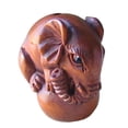 thumbnail image 1 of Carved & Signed Boxwood Circus Elephant Ojime/Netsuke Bead | 23x22x15mm | Brown | 1 Beads, 1 of 12