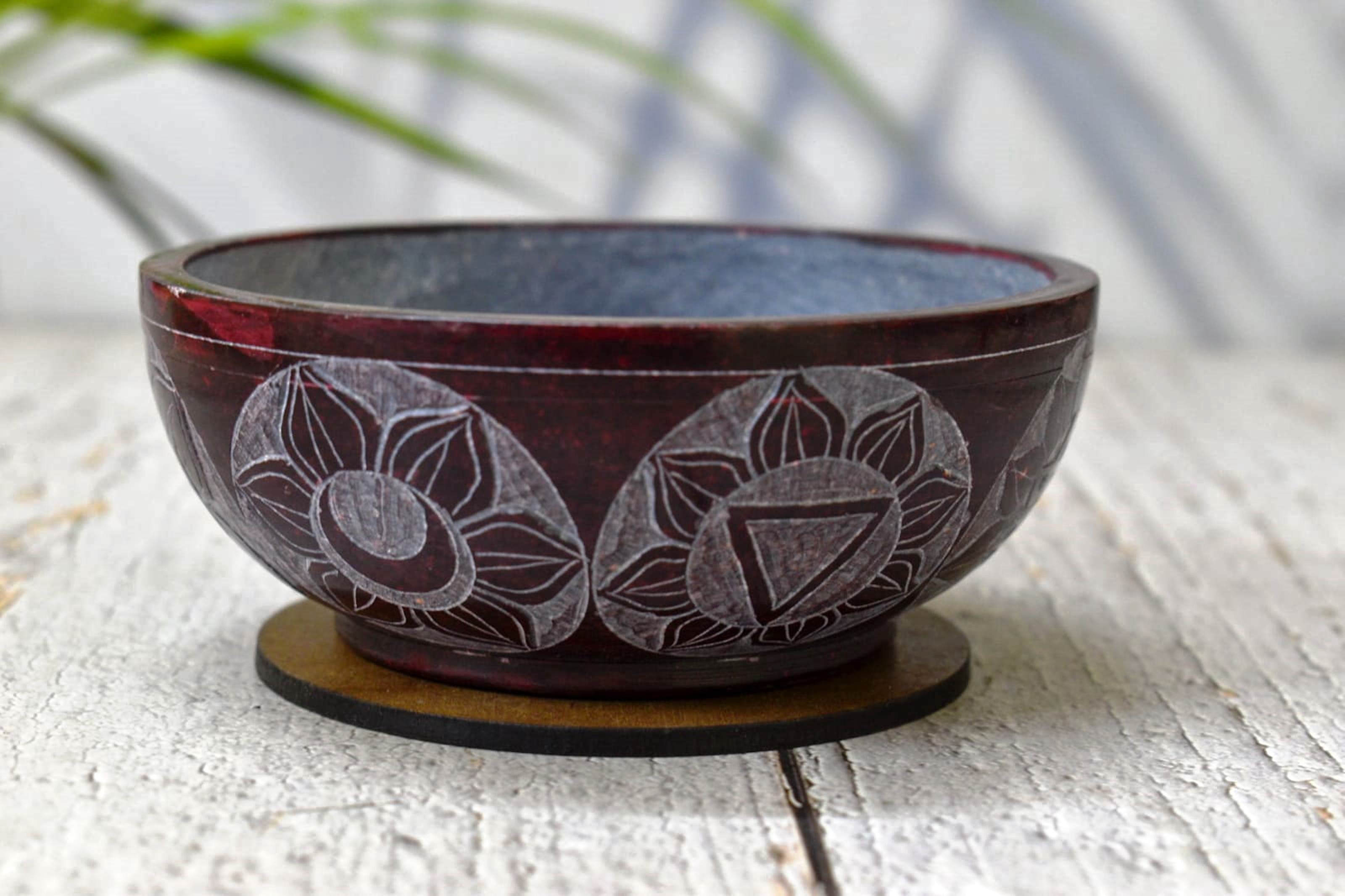 Soapstone Smudge Bowl – 5" X 2" Engraved Bowl For Smudging, Scrying, Incense & Wiccan Rituals - View #9
