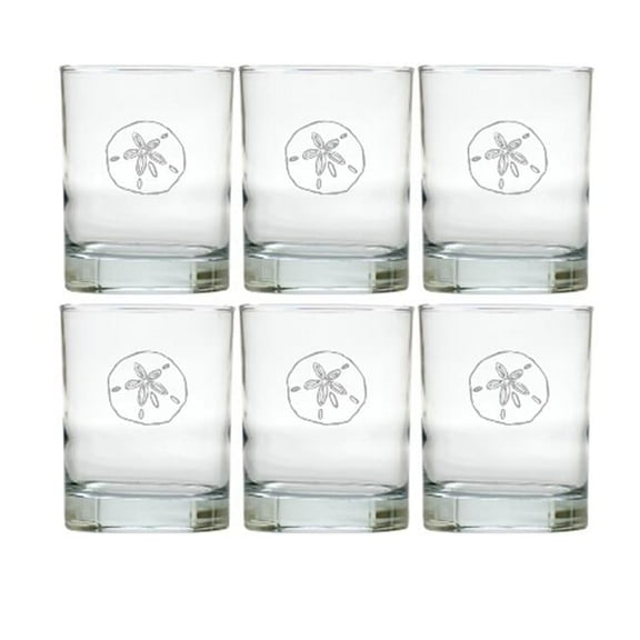Carved Solutions GOSD6-PD-SDOLLAR Old Fashion Glass Set Of 6 - Sand Dollar