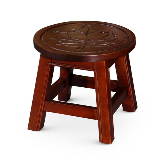 Carved Step Stool | Used as Footrest or Mini Side Table | Constructed from Durable Hardwood | Small and Portable