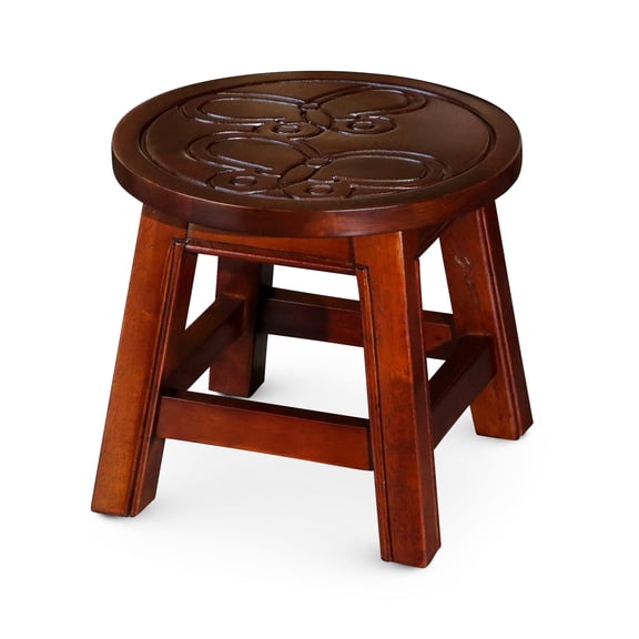 Carved Stool - Floral Motif - Child's Step Stool - Whimsical and Functional