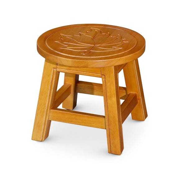 Carved Stool with Queen Bee Design - Ideal for Ottomans and Seating