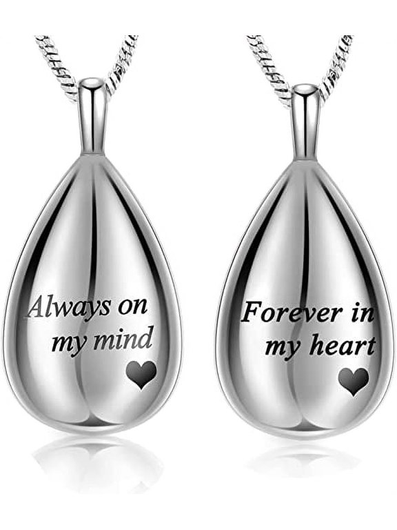 Carved Teardrop Keepsake Ashes Necklace / Cremation Keychain Urn Pendant Cremation Memorial Jewelry Cremation Jewelry for Ashes-Stainelss Steel Teardrop Memorial Keepsake Keychain / Pendant