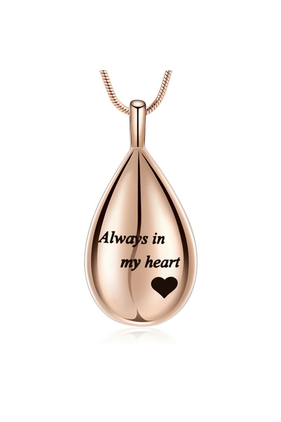 Carved Teardrop Urn Necklace for Ashes Cremation Jewelry Memorial Teardrop Ashes Keepsake Urns Pendant Necklace for Human / Pet