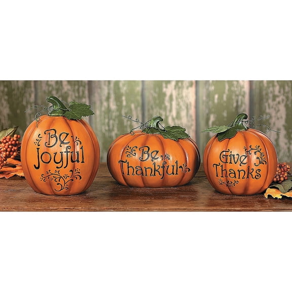 Carved Thanksgiving Pumpkin Set S/3 - Home Decor - 3 Pieces