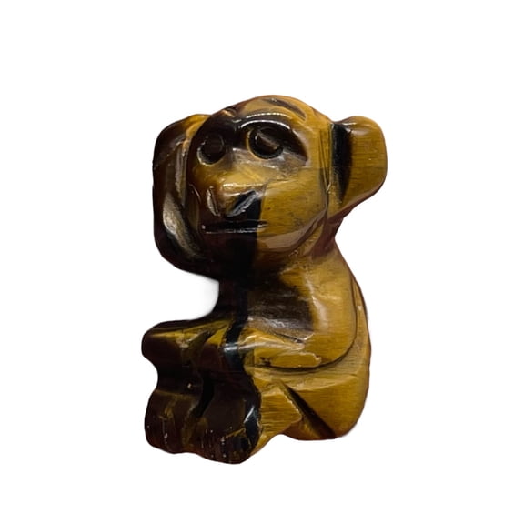 Carved Tiger Eye Monkey Animal Figurine Worry Stone | 3/4 inch | Golden | 1 Figurine