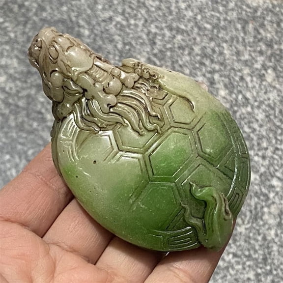 Carved Waist Pendant, Old Antique Goods, Handle Ornament, Dragon Turtle.