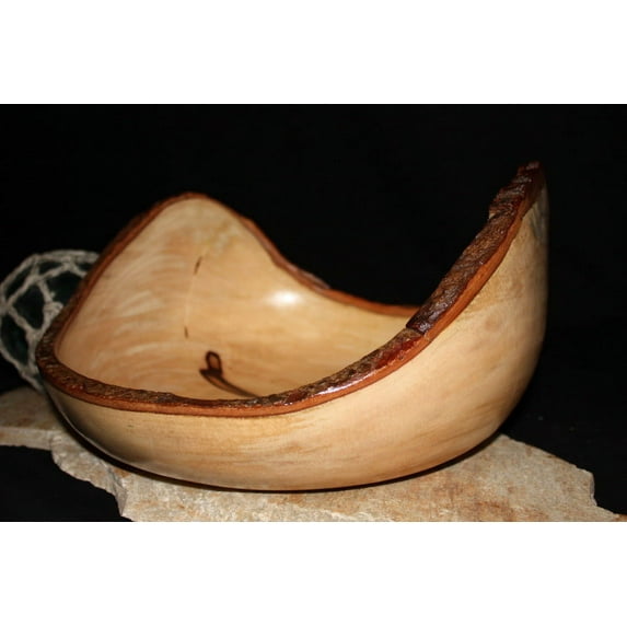 Carved Wood Bowl Designer - Tamarin 14" Natural