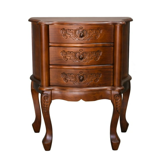 International Caravan Windsor 3 Drawer End Table in Walnut Stain
