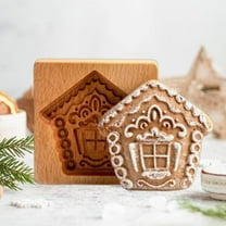 Carved Wooden Cookie Molds for Baking, Embossing Press Stamps, and DIY Gingerbread House Cookie Cutters