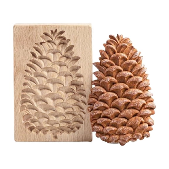 Carved Wooden Cookie Stamp 3D Embossing Biscuit Mold for Christmas Thanksgiving DIY Baking