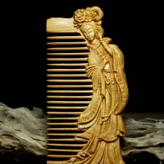 Carved Wooden Hair Comb Anti Static Massage Comb Natural Wood Hairbrush Scalp Care Grooming Tool Handmade Comb Craft