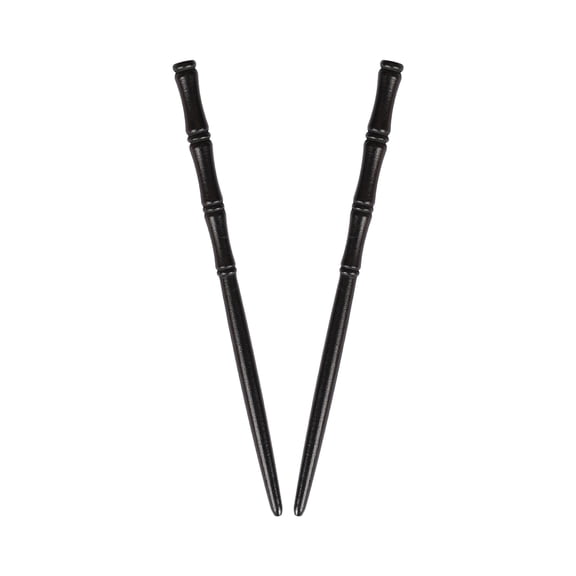 Carved Wooden Hair Sticks Set, Traditional Hair Chopsticks, 7 inches, 2 Pack, Vintage Style (Black)