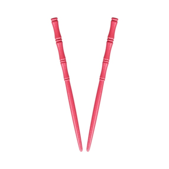 Carved Wooden Hair Sticks Set, Traditional Hair Chopsticks, 7 inches, 2 Pack, Vintage Style (Hot Pink)