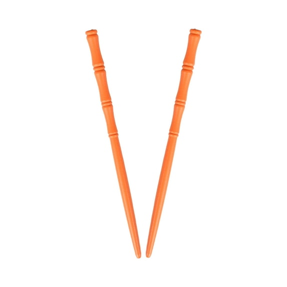 Carved Wooden Hair Sticks Set, Traditional Hair Chopsticks, 7 inches, 2 Pack, Vintage Style (Orange)