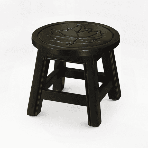 Carved Wooden Step Stool - Maple Leaf Design in Espresso Finish | Walmart Furniture
