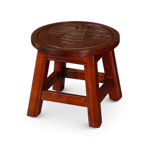 Carved Wooden Step Stool Queen Bee Cherry