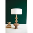 thumbnail image 1 of Carved Wooden Table Lamp With Off-White Barrel Shade, 1 of 5