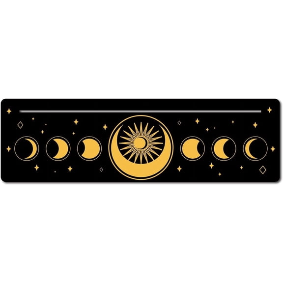 Carved Wooden Tarot Card Stand Holder Tarot Card Altar Stand Witch Divination Tools Rectangle Moon Phase Pattern 25.4x7.62x0.5cm