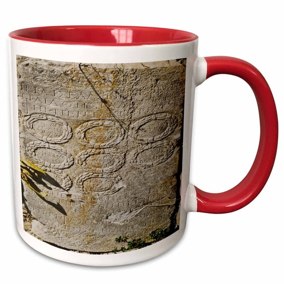 3drose, Carved Wreathes - Wreathes, Ephesus, Roman Carving, Ruins, Carving, History, Stone Carving, 11oz Two-tone Red Mug