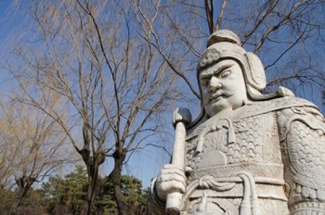 Carved warrior statues Changling Sacred Was Beijing China Canvas Art - Cindy Miller Hopkins DanitaDelimont (16 x 11)
